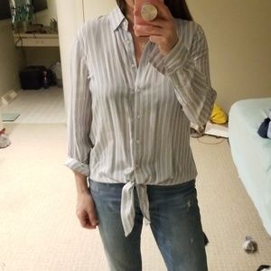 Banana republic tie front button up